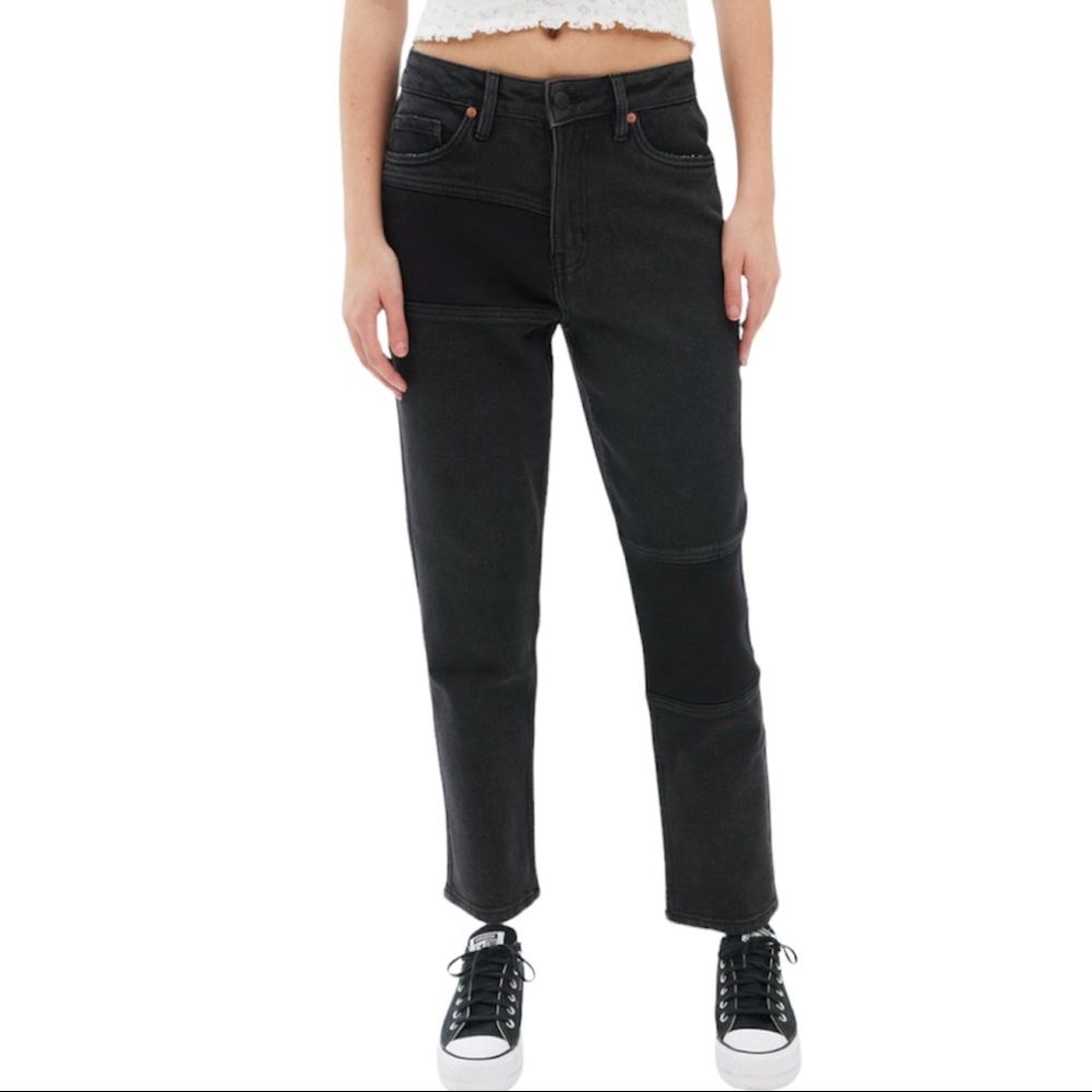 Aeropostale black patchwork high waisted mom jeans